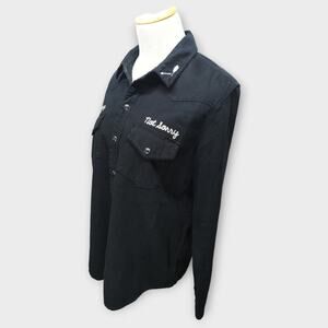 Women's Lucky Brand Black Long Sleeve Button Up Black Pearl Snaps Large